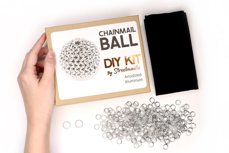 DIY Chainmail Ball Kit | Craft a Metal Desk Toy from Included Supplies and Printed Tutorial with this Beginner DIY Chainmaille Kit